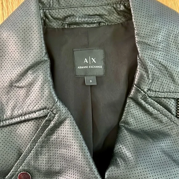 Armani exchange black 100% sheep Leather Jacket womens size small - Picture 7 of 9